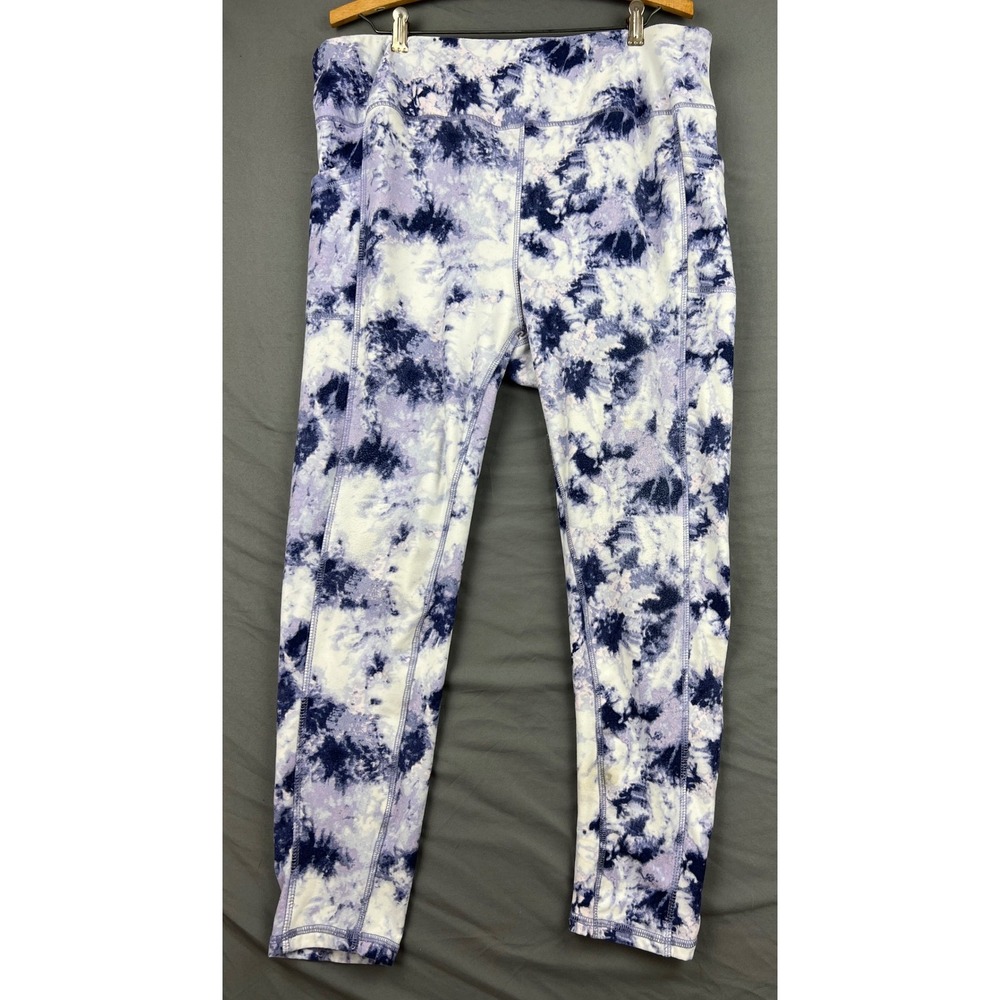 Ultra Flirt Leggings Womens 2X Tie Dye Purple High Rise Pocket Active Pants Good